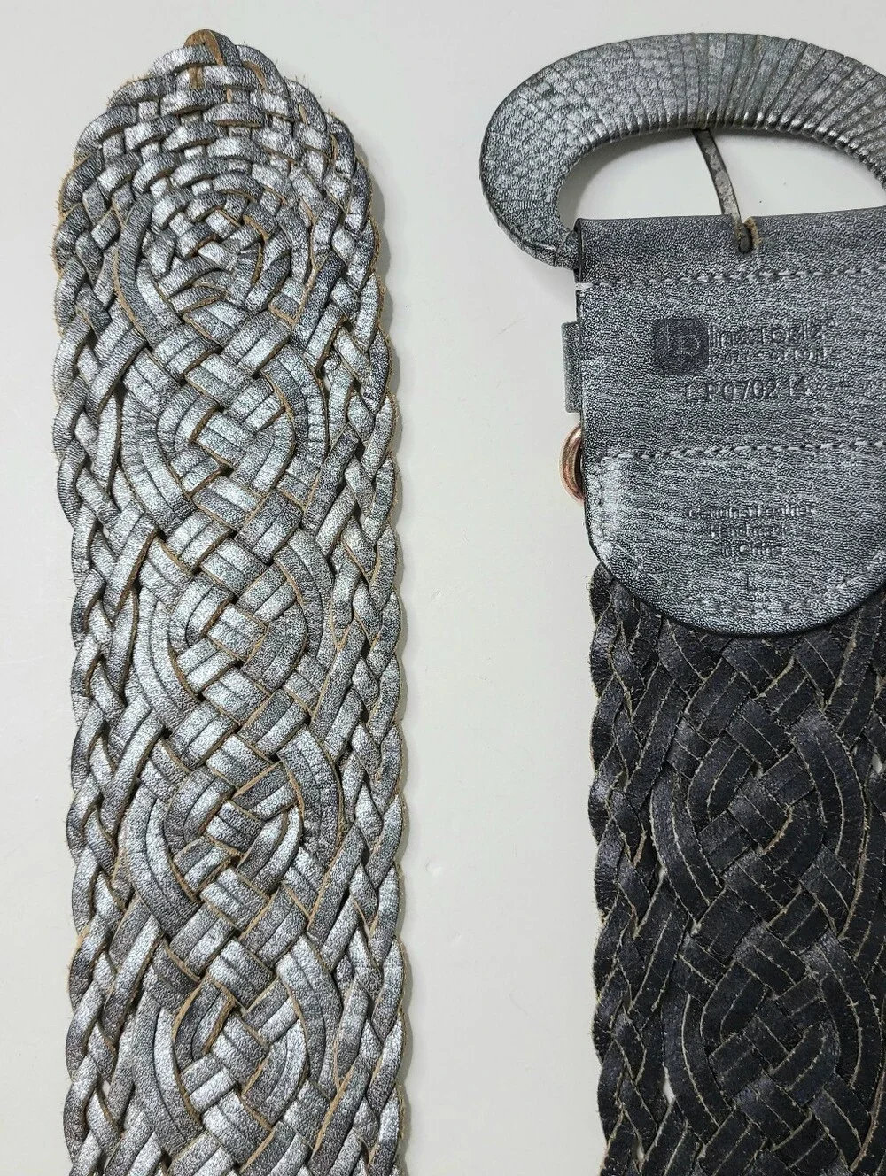 Linea Pelle Handmade Wide Oversized Braided Woven Genuine Leather Belt